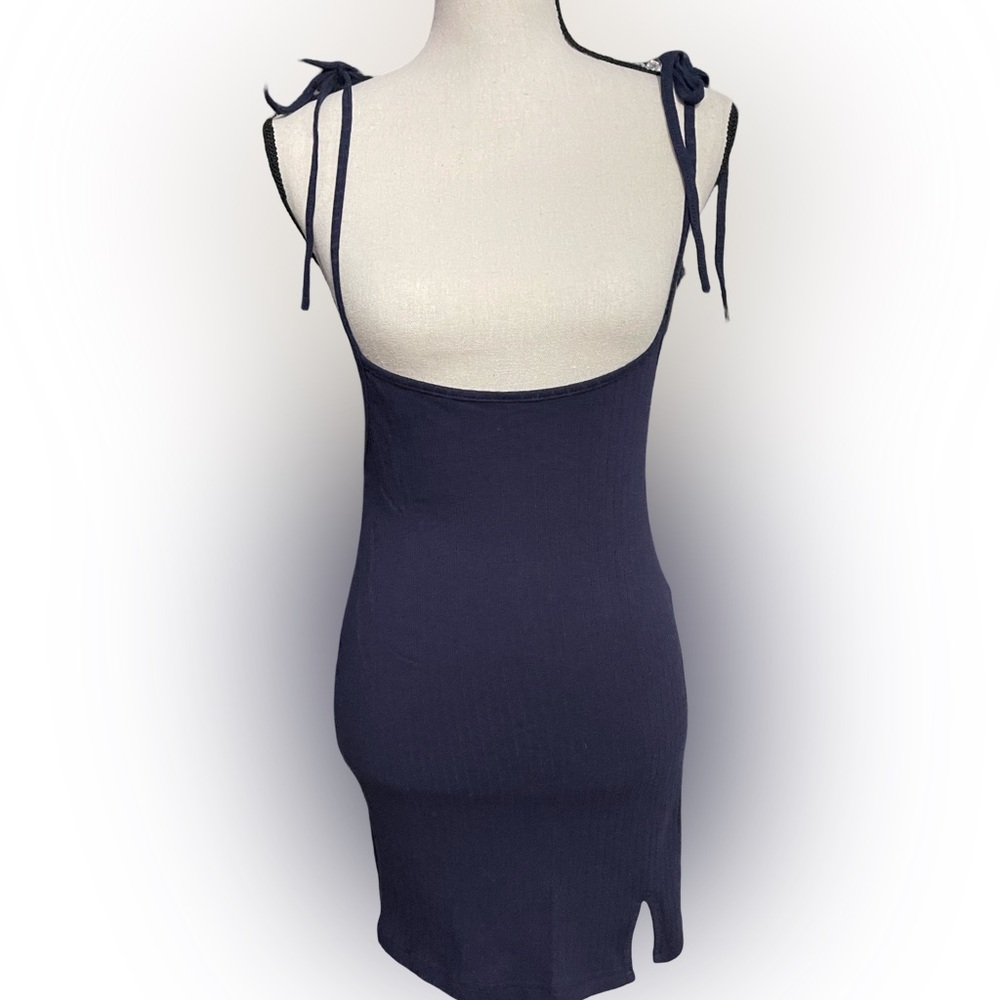SHEIN Navy Blue Tie-Shoulder Dress